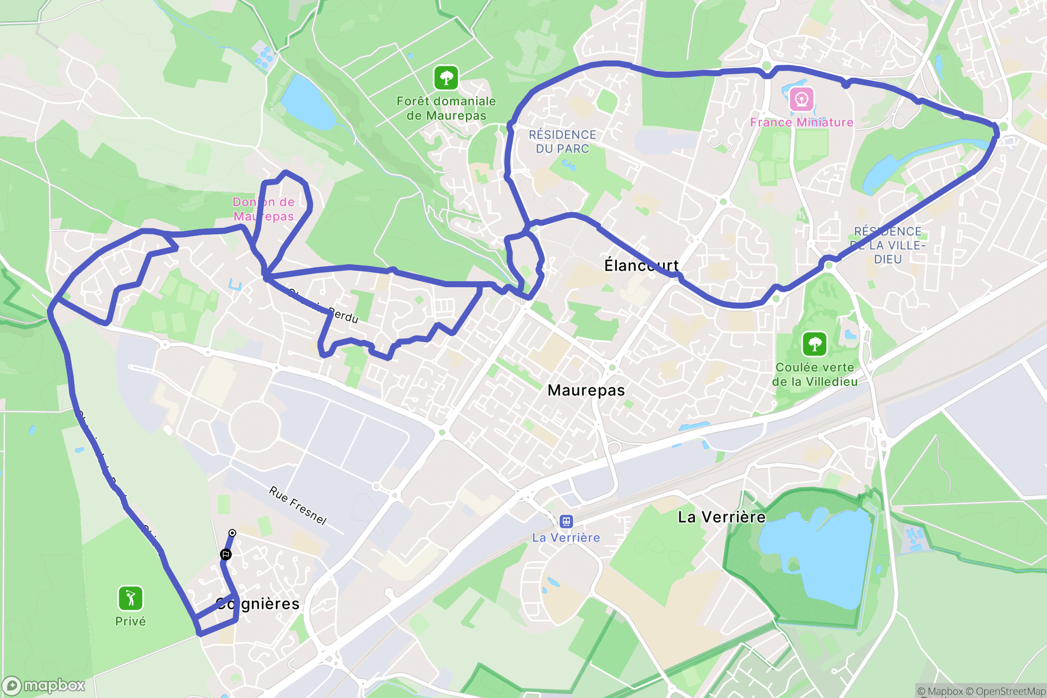 Coignières : carte du parcours de randonnée - France