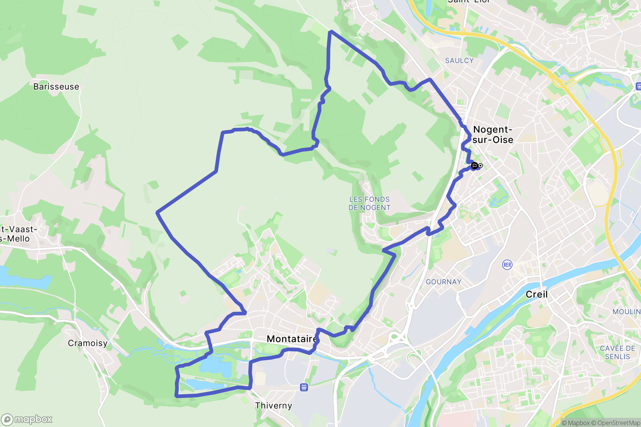 Nogent-sur-Oise : carte du parcours de randonnée - France