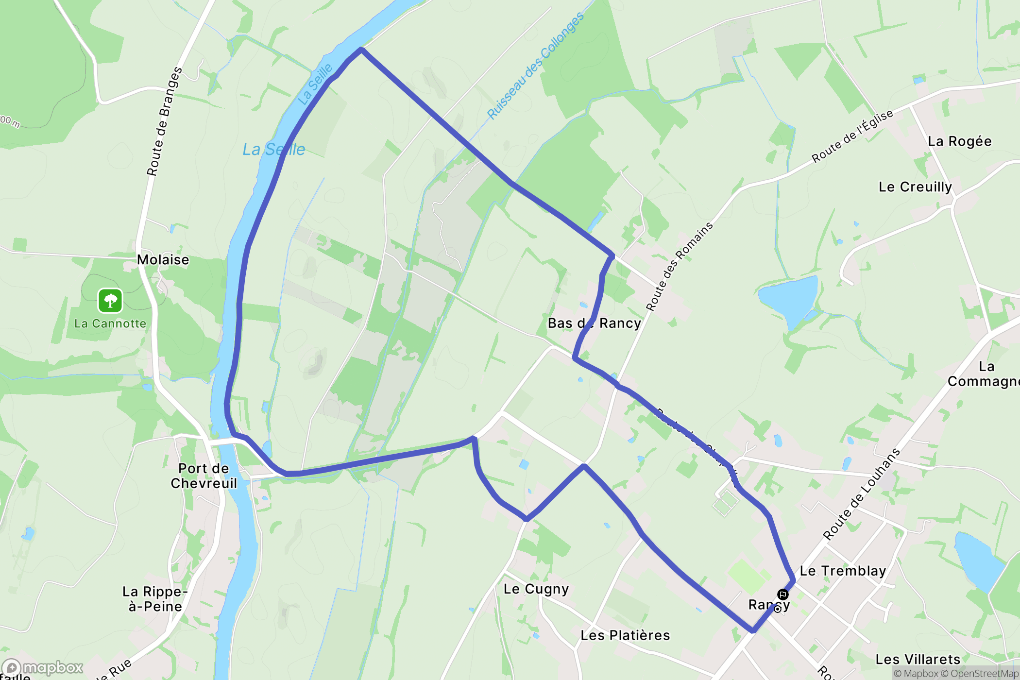 Rancy : carte du parcours de randonnée - France