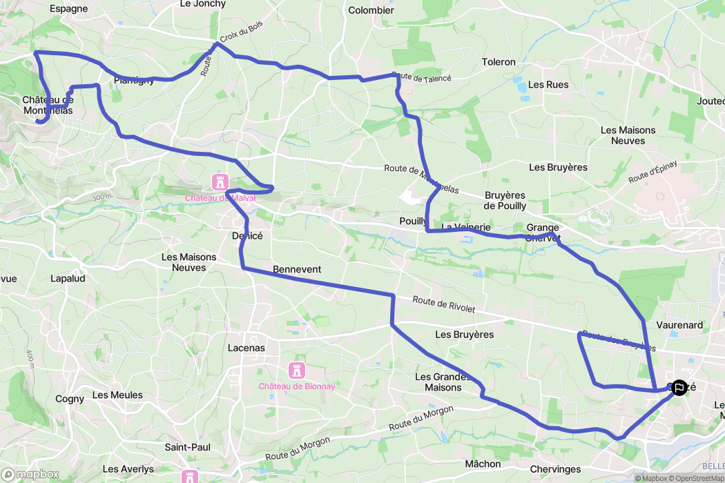 Gleize : carte du parcours de randonnée - France