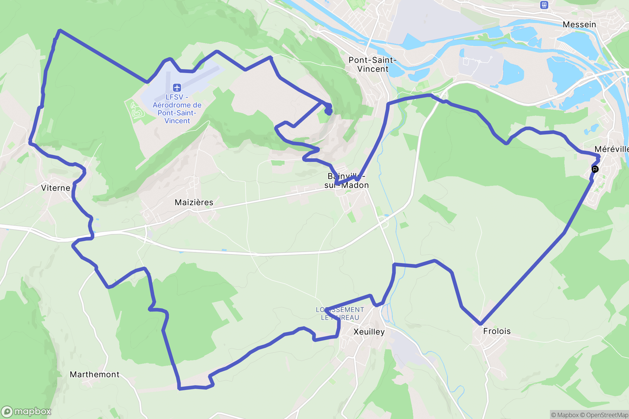 Méréville : carte du parcours de randonnée - France