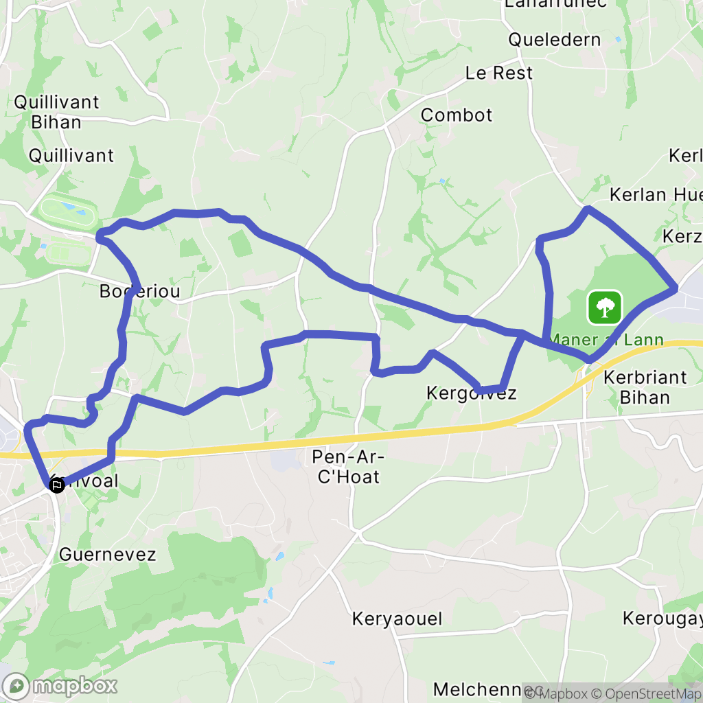Landivisiau : carte du parcours de randonnée - France
