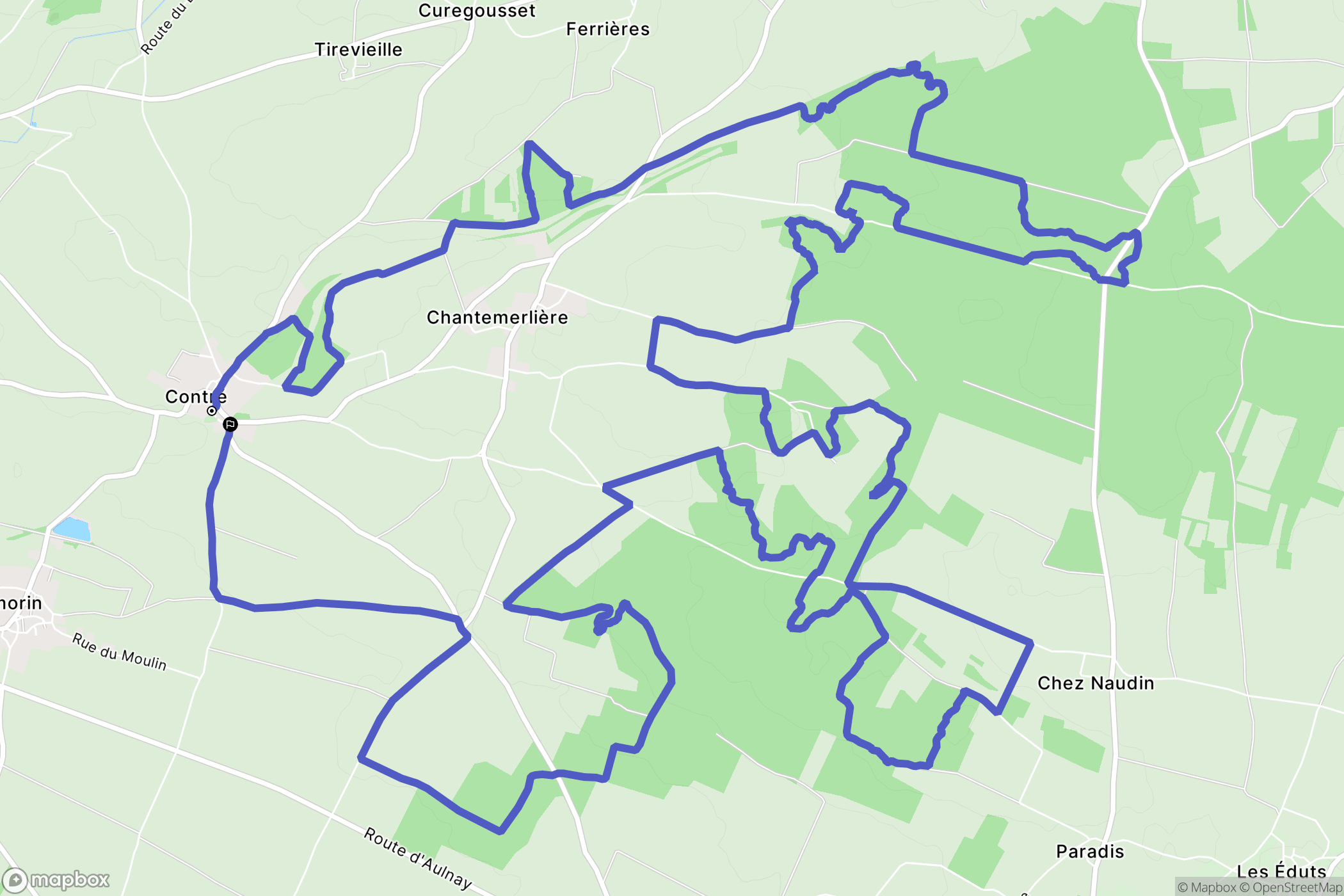 Contre : carte du parcours de randonnée - France