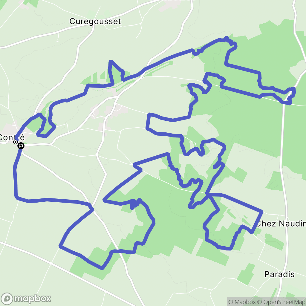 Contre : carte du parcours de randonnée - France
