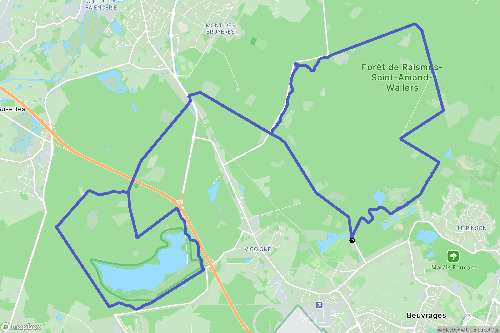 Raismes : carte du parcours de randonnée - France