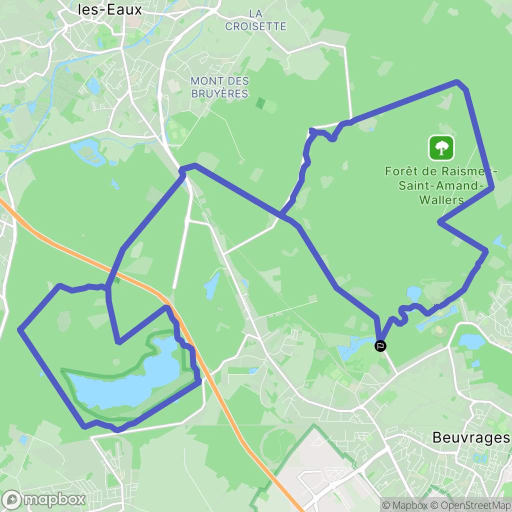 Raismes : carte du parcours de randonnée - France