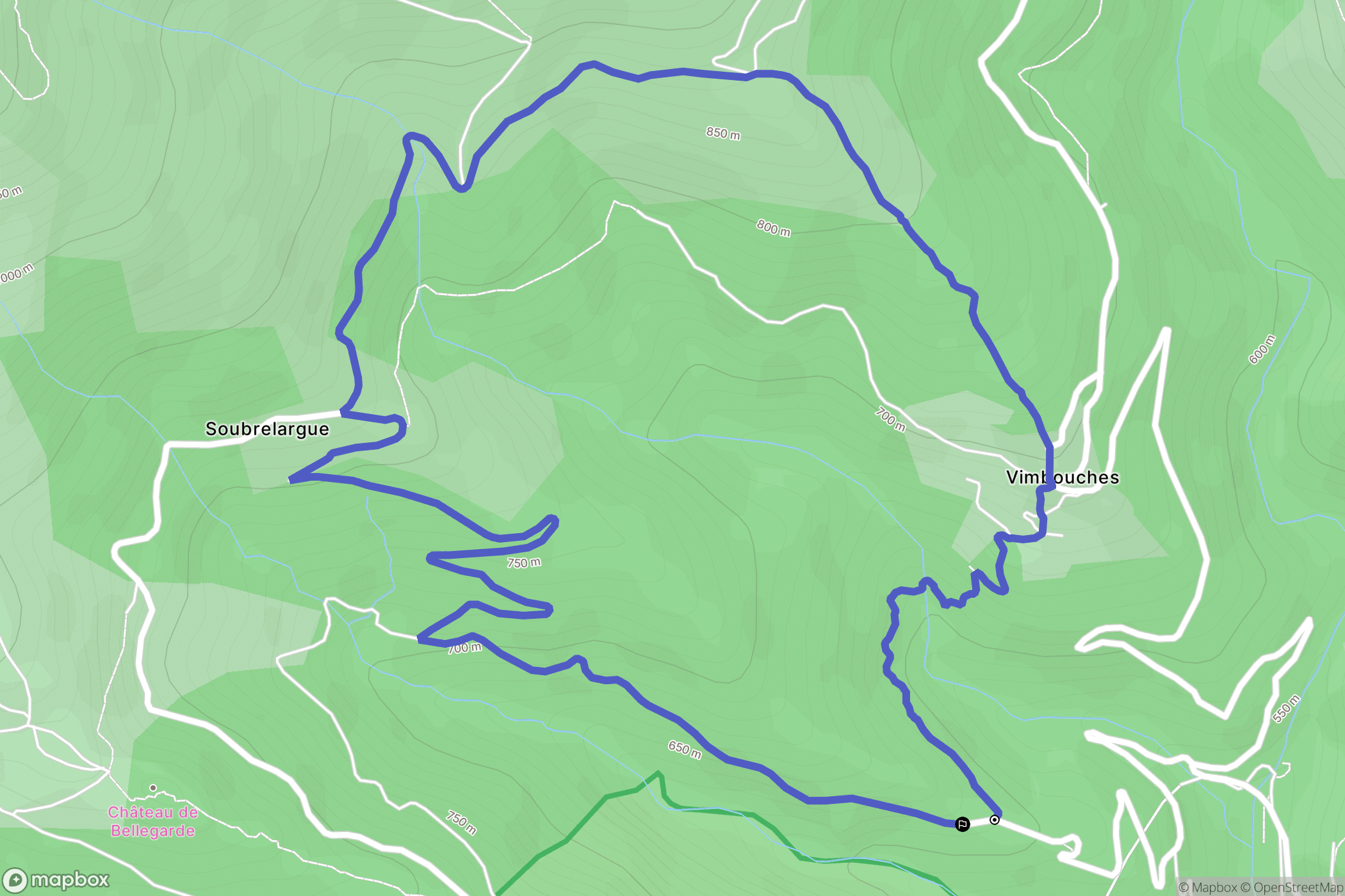 Ventalon en Cévennes : carte du parcours de randonnée - France