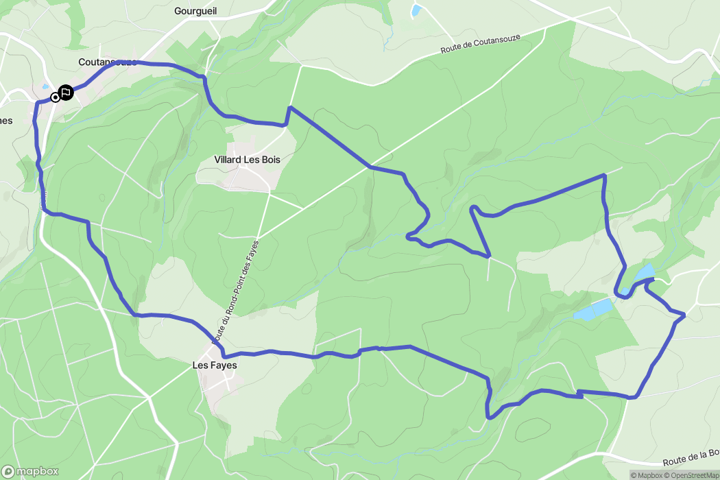 Coutansouze : carte du parcours de randonnée - France