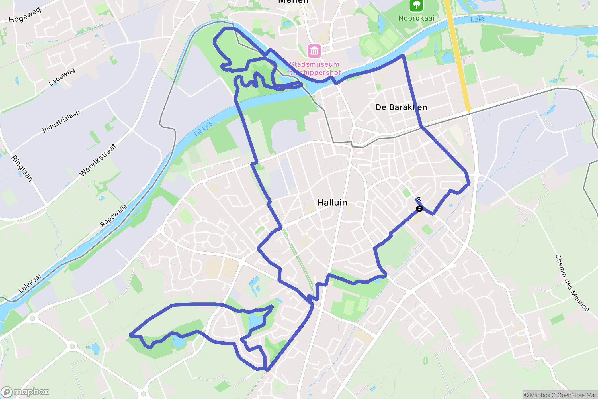 Halluin : carte du parcours de randonnée - France