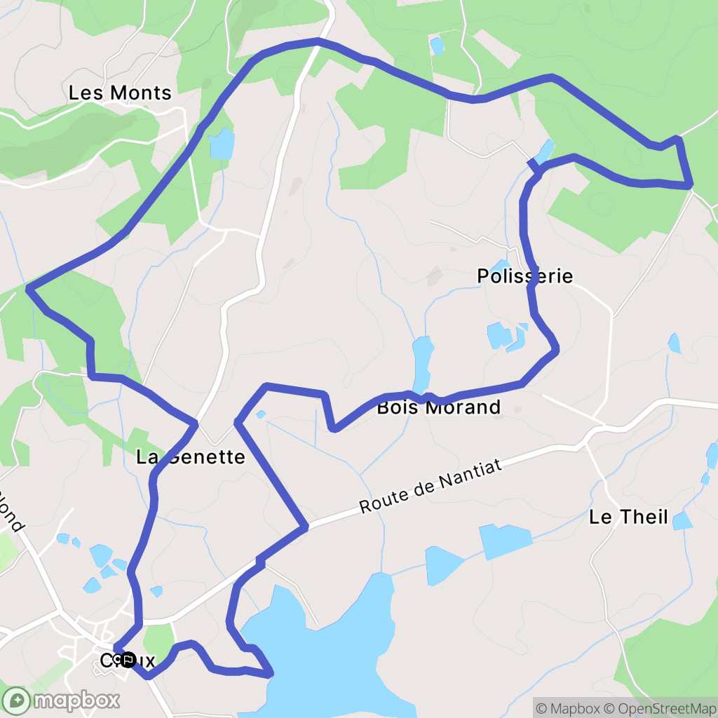 Cieux : carte du parcours de randonnée - France