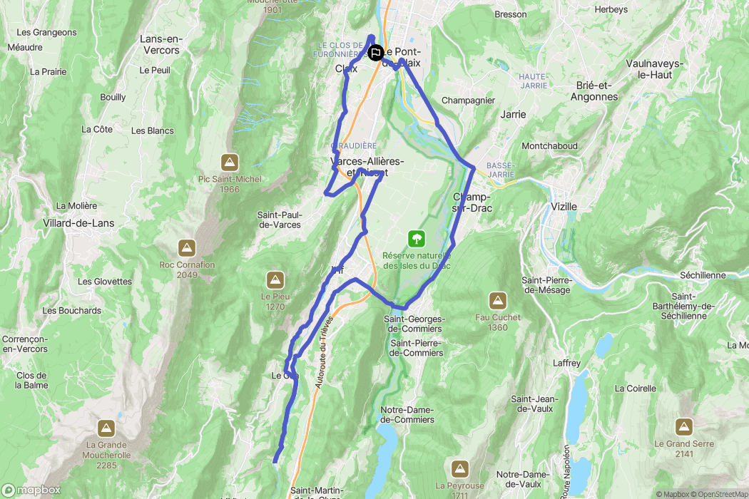 Claix : carte du parcours de randonnée - France