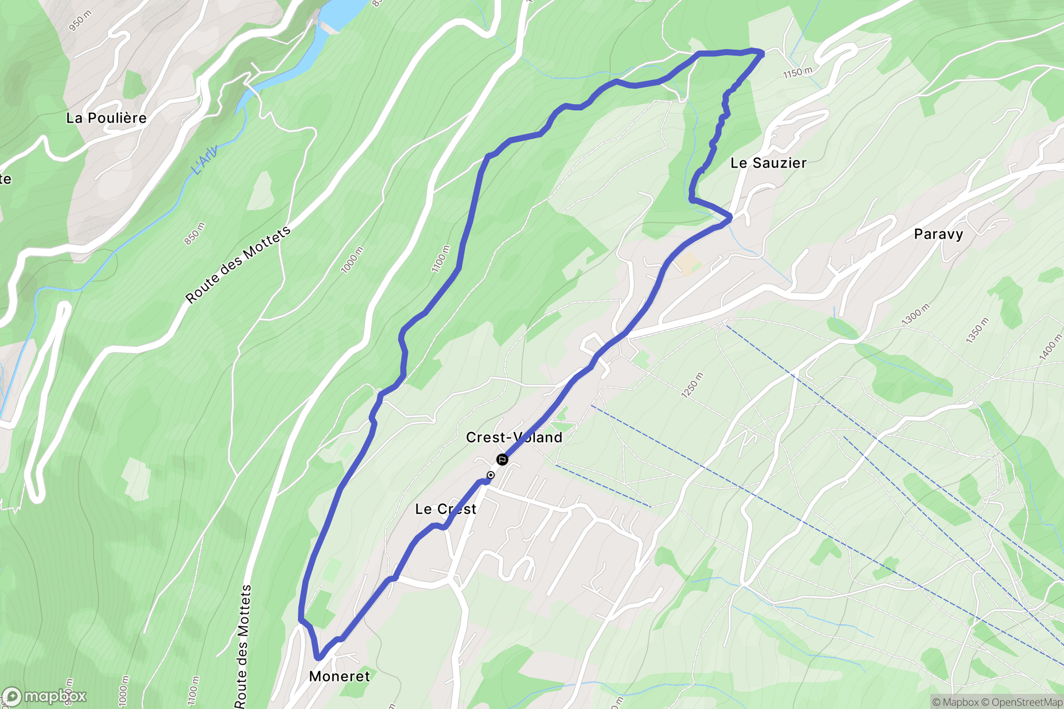Crest-Voland : carte du parcours de randonnée - France