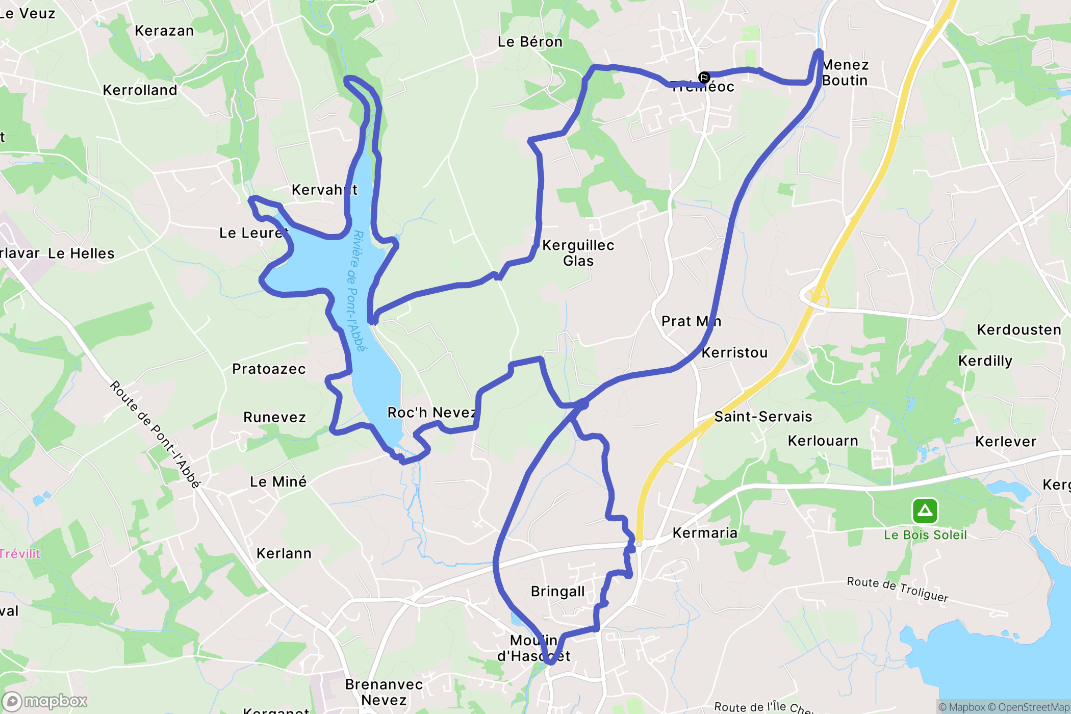 Tréméoc : carte du parcours de randonnée - France