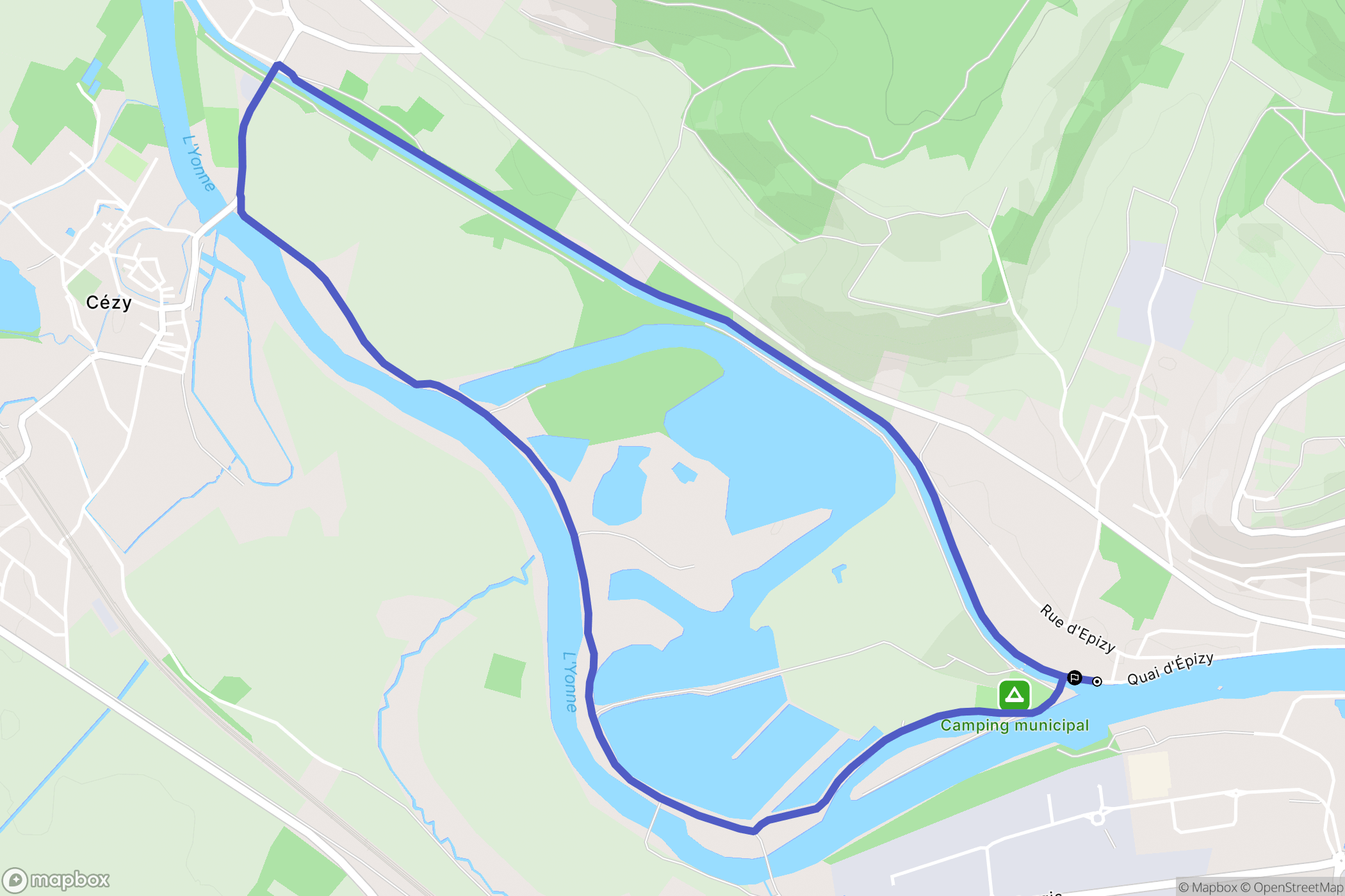 Joigny : carte du parcours de randonnée - France