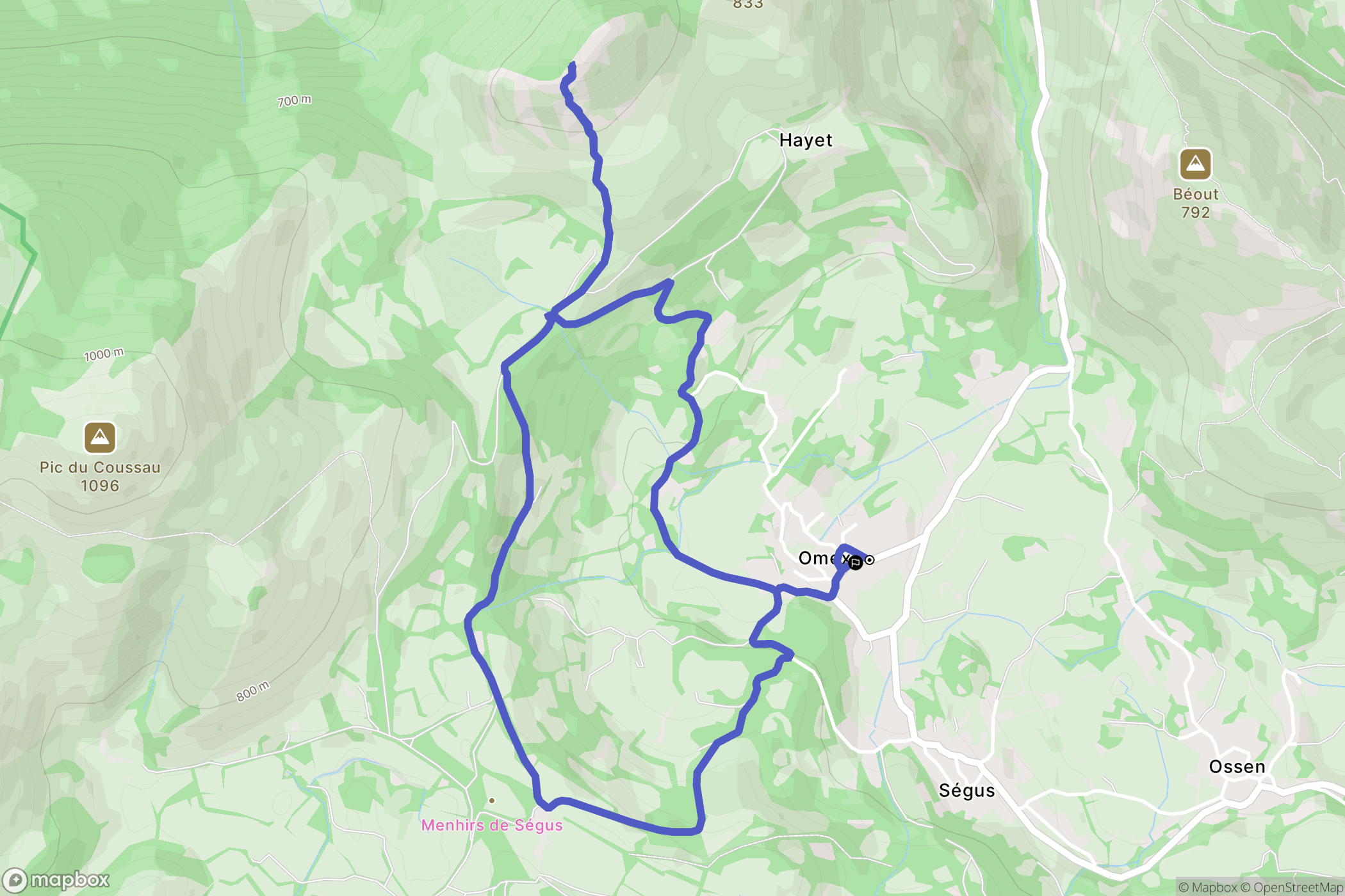 Omex : carte du parcours de randonnée - France