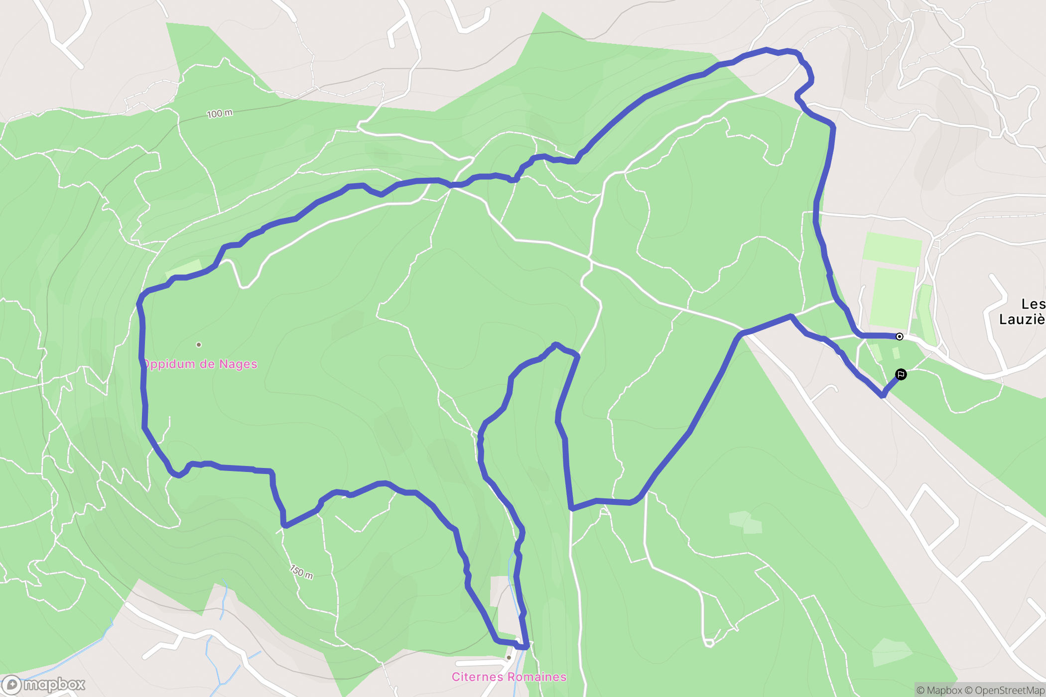 Langlade : carte du parcours de randonnée - France