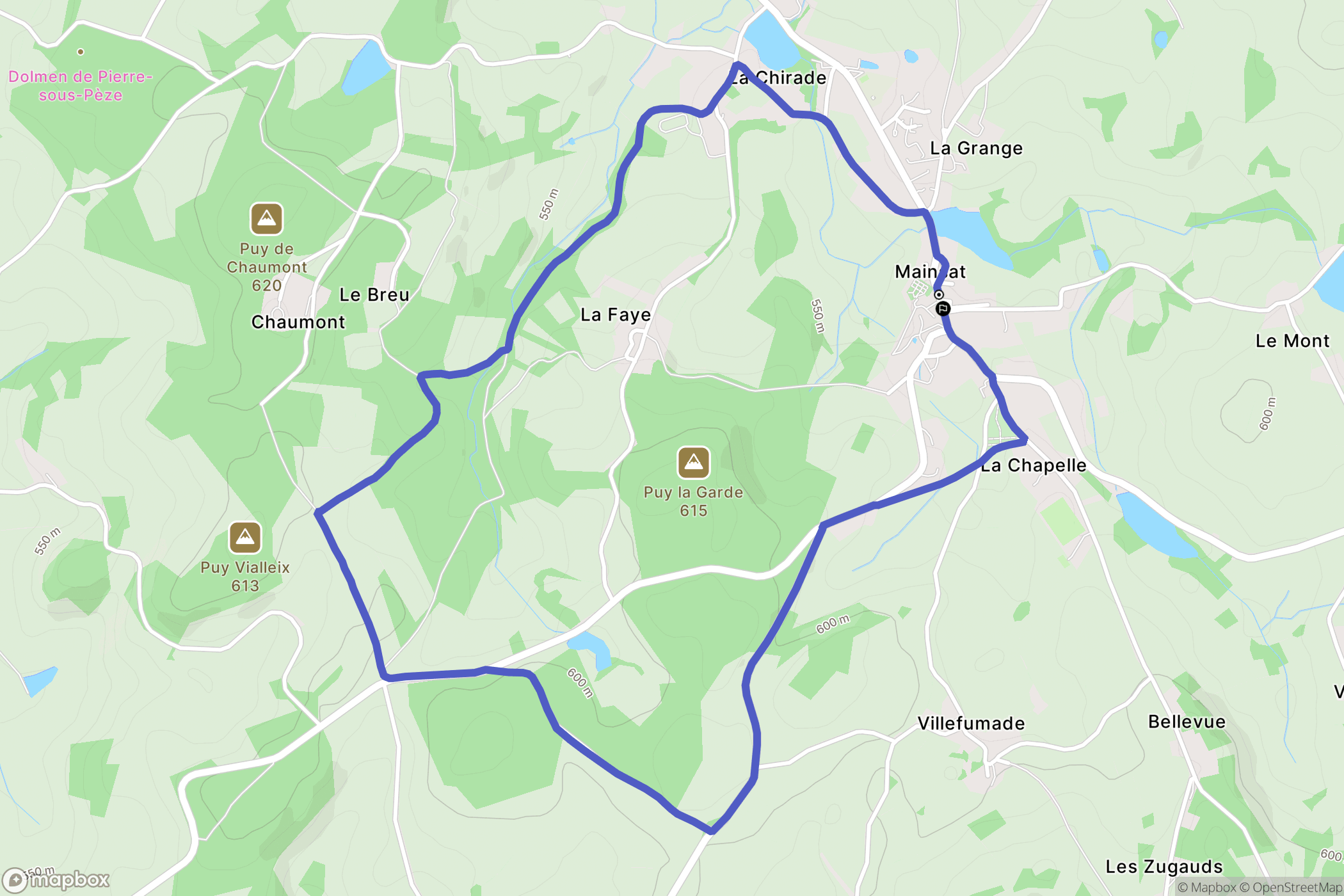 Mainsat : carte du parcours de randonnée - France