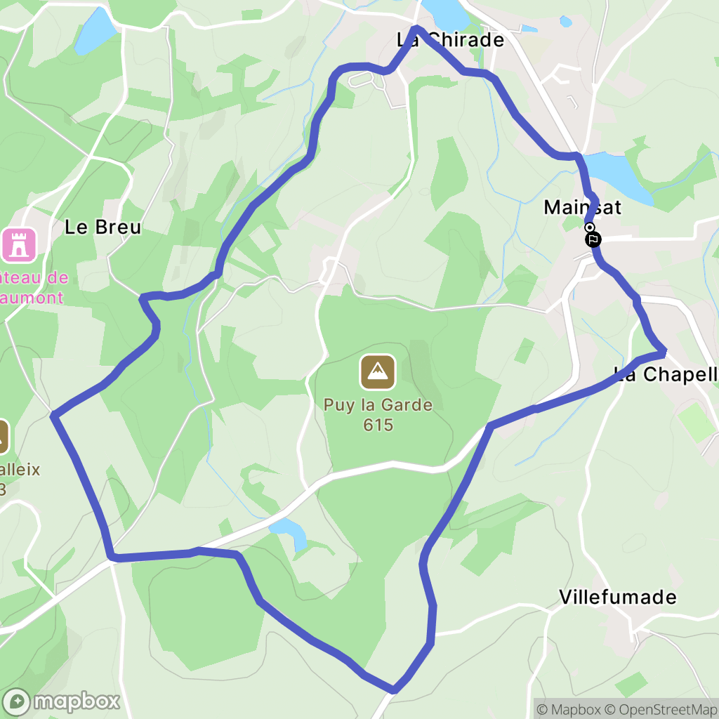 Mainsat : carte du parcours de randonnée - France