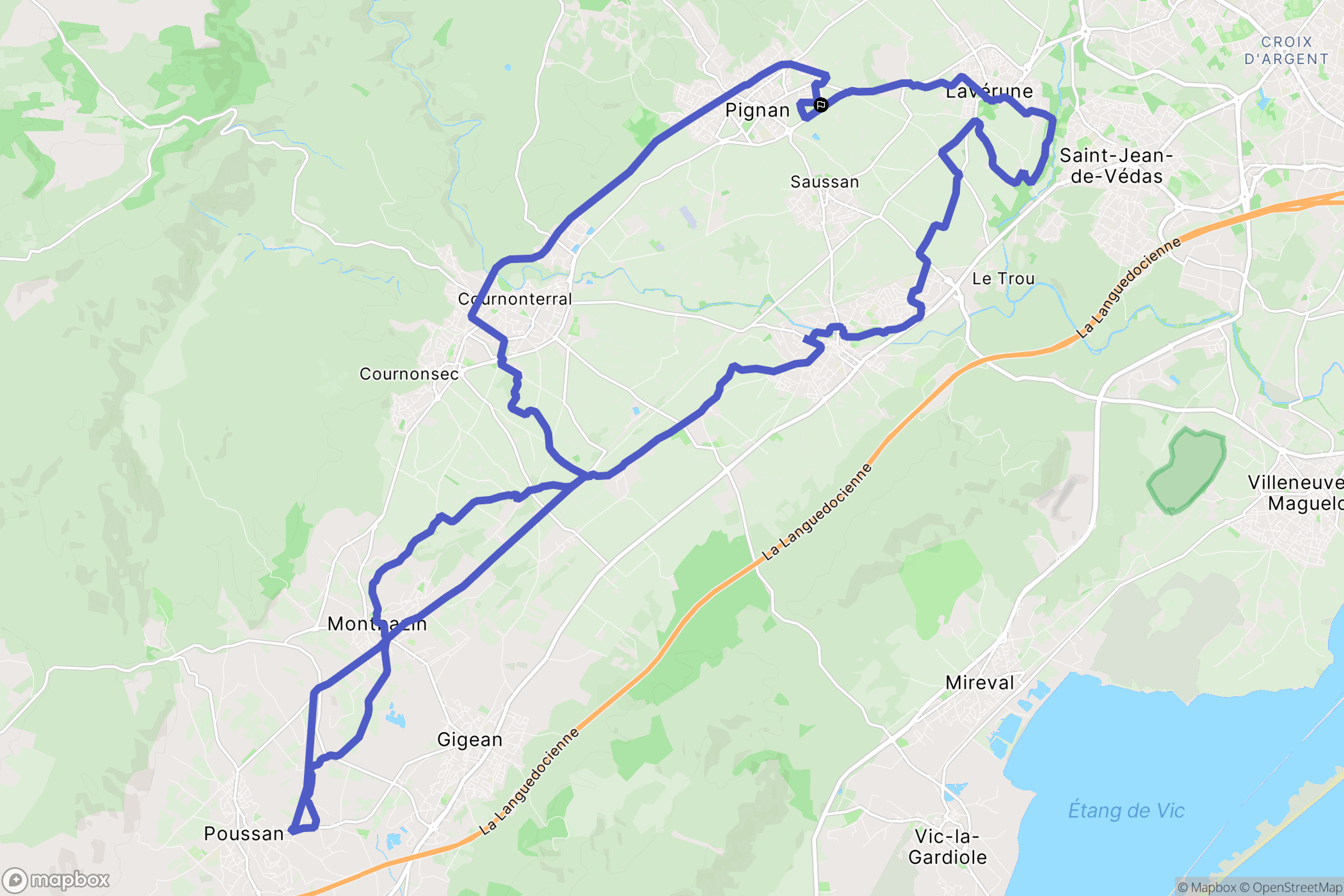 Pignan : carte du parcours de randonnée - France