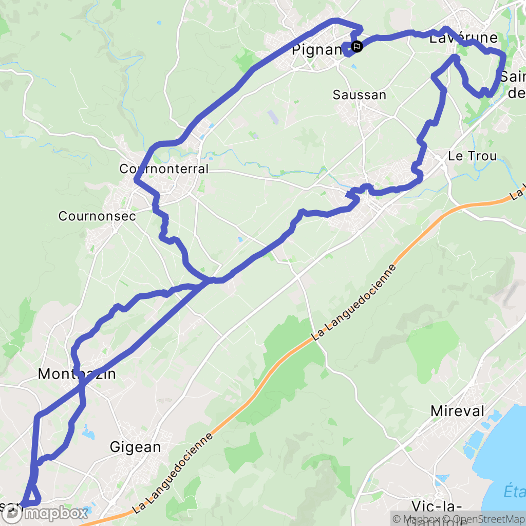 Pignan : carte du parcours de randonnée - France
