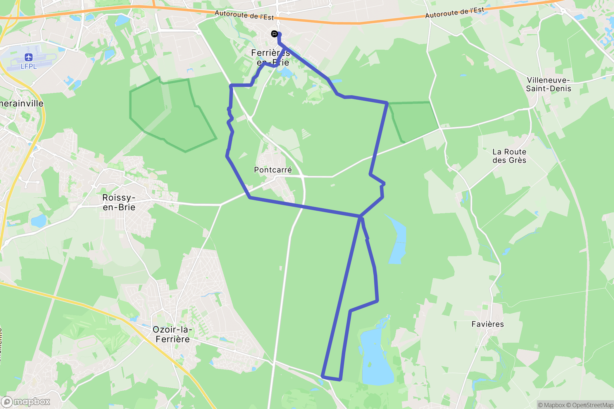 Ferrières-en-Brie : carte du parcours de randonnée - France