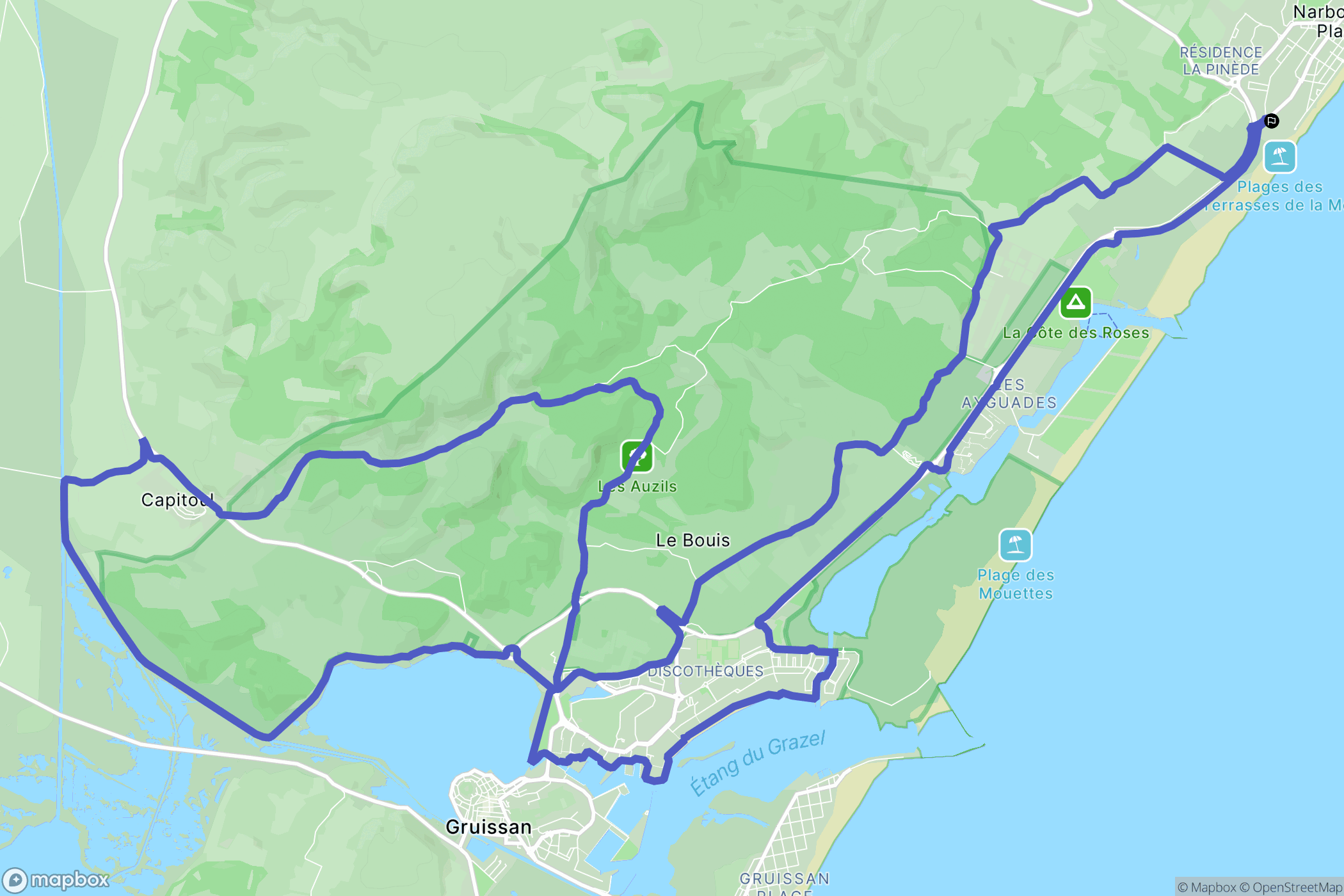 Narbonne : carte du parcours de randonnée - France