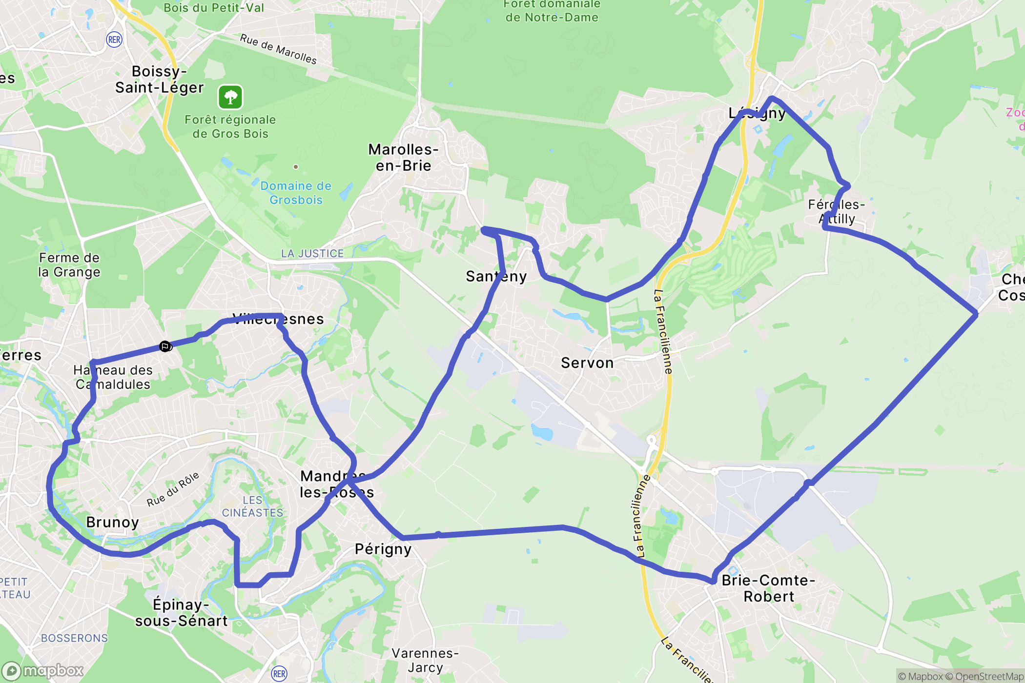 Yerres : carte du parcours de randonnée - France