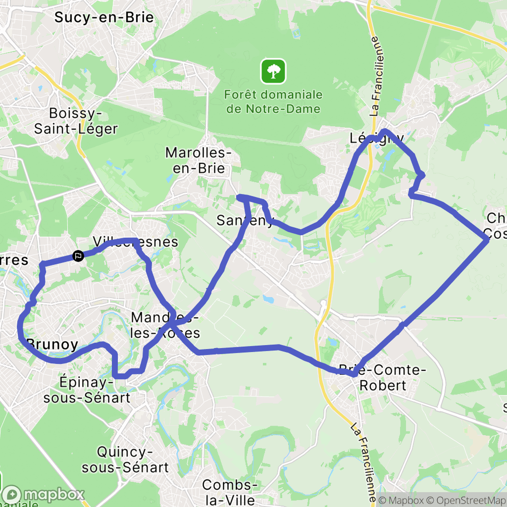 Yerres : carte du parcours de randonnée - France