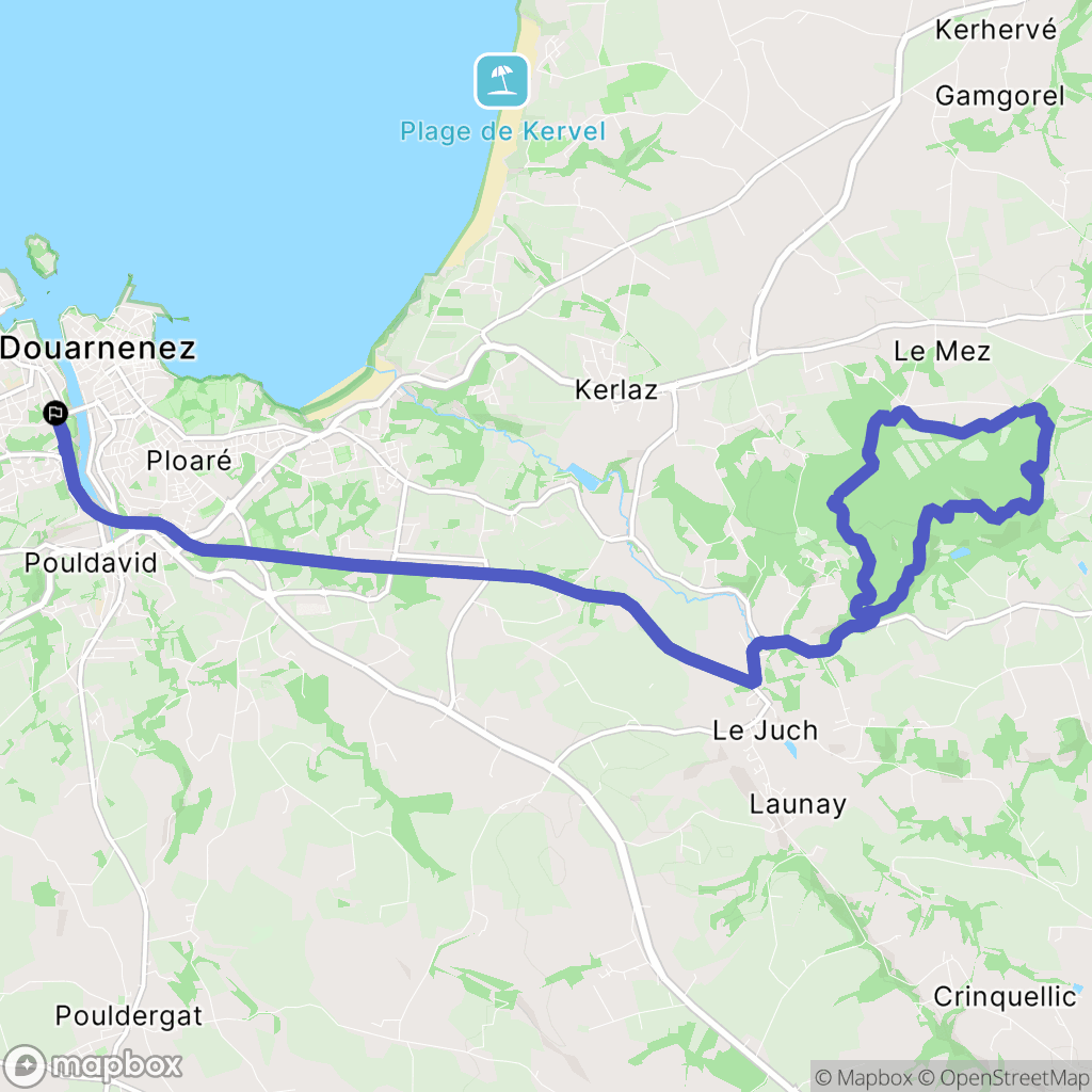 Douarnenez : carte du parcours de randonnée - France