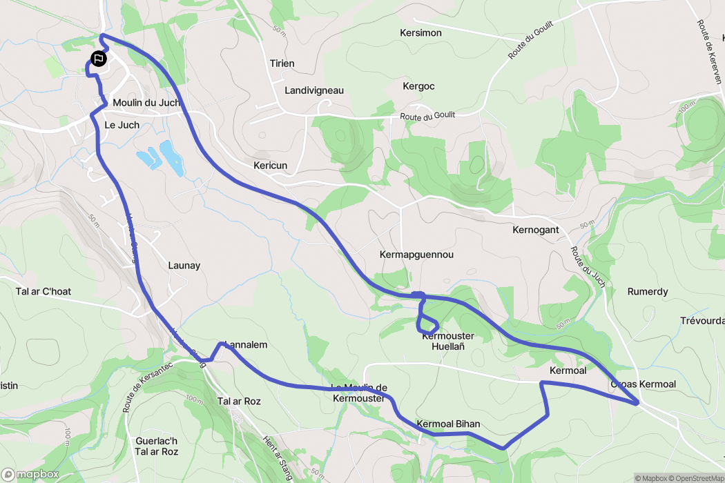 Le Juch : carte du parcours de randonnée - France