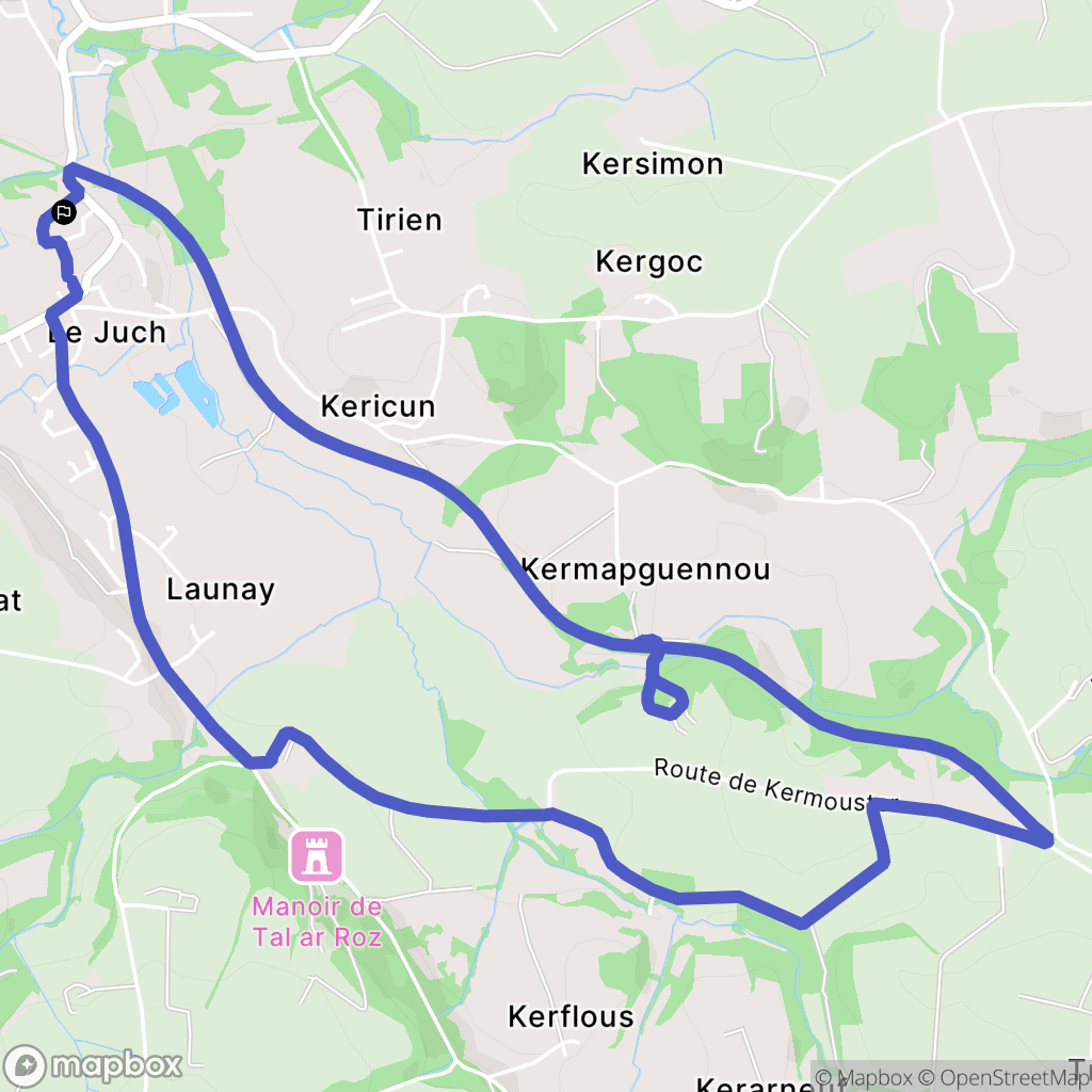 Le Juch : carte du parcours de randonnée - France