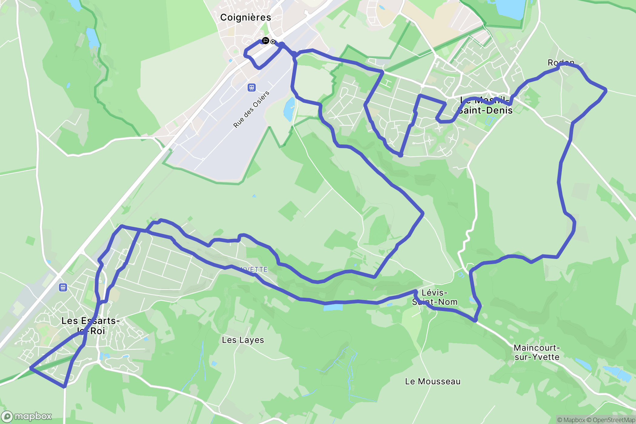 Coignières : carte du parcours de randonnée - France
