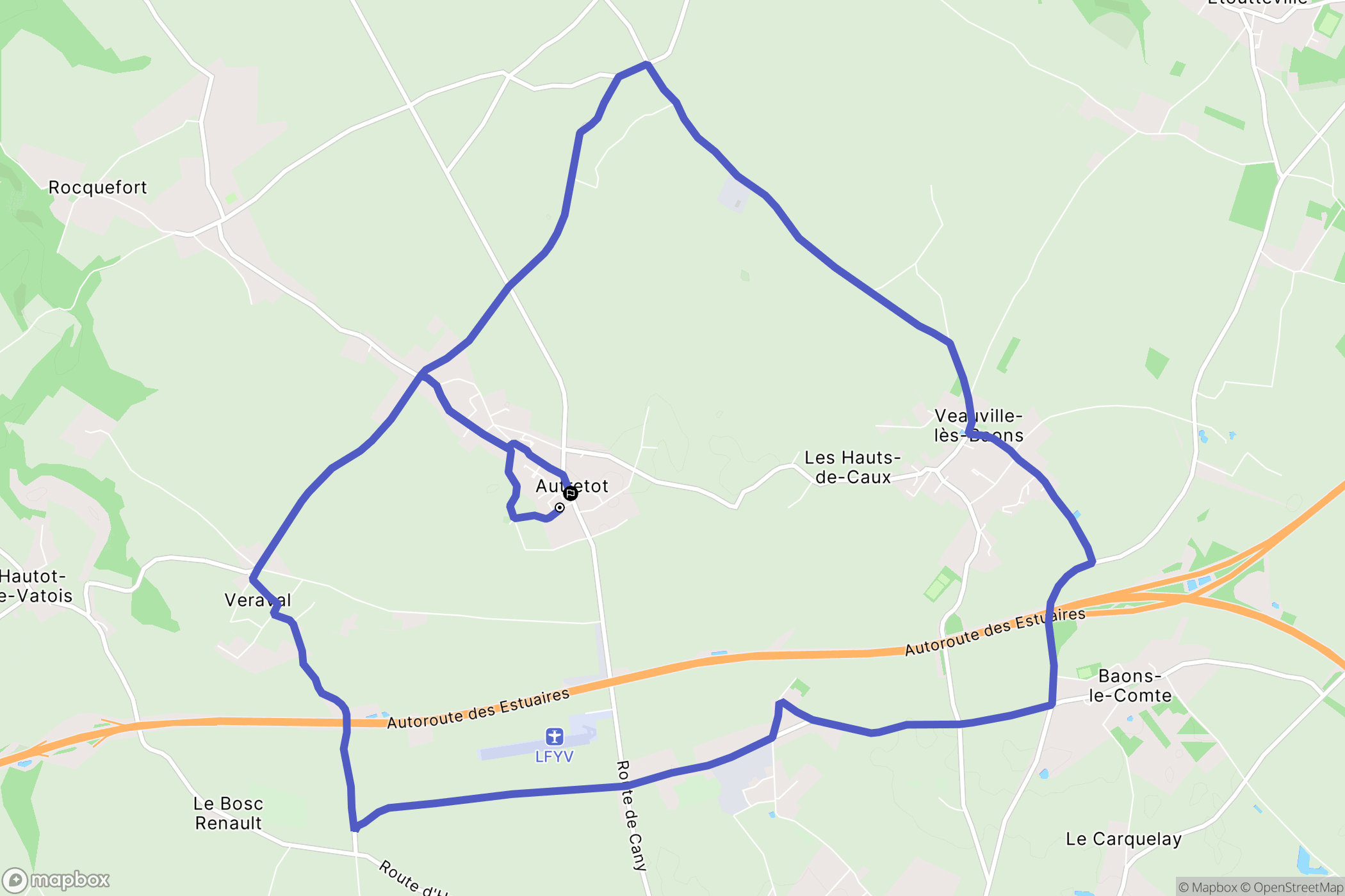 Les Hauts-de-Caux : carte du parcours de randonnée - France