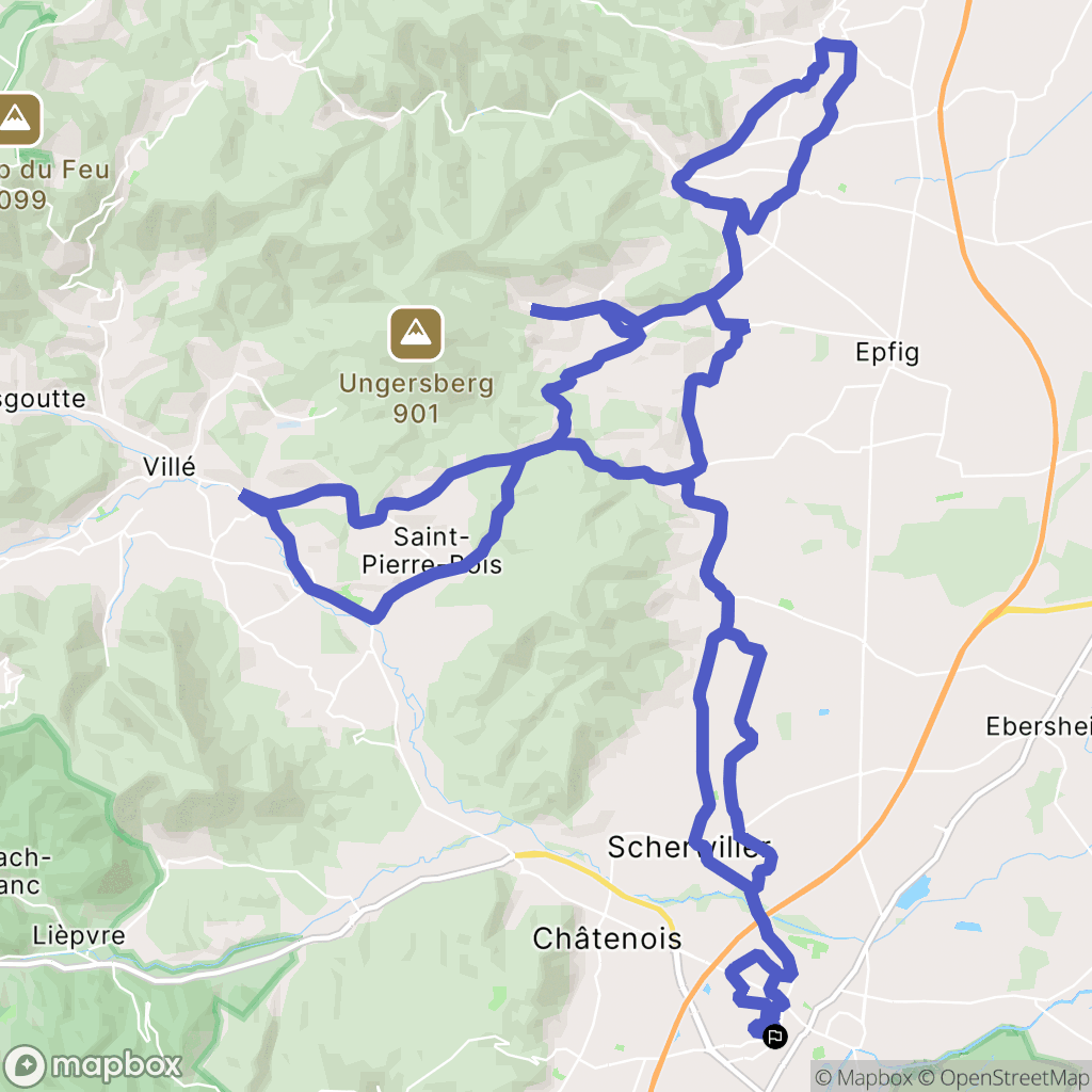 Sélestat : carte du parcours de randonnée - France
