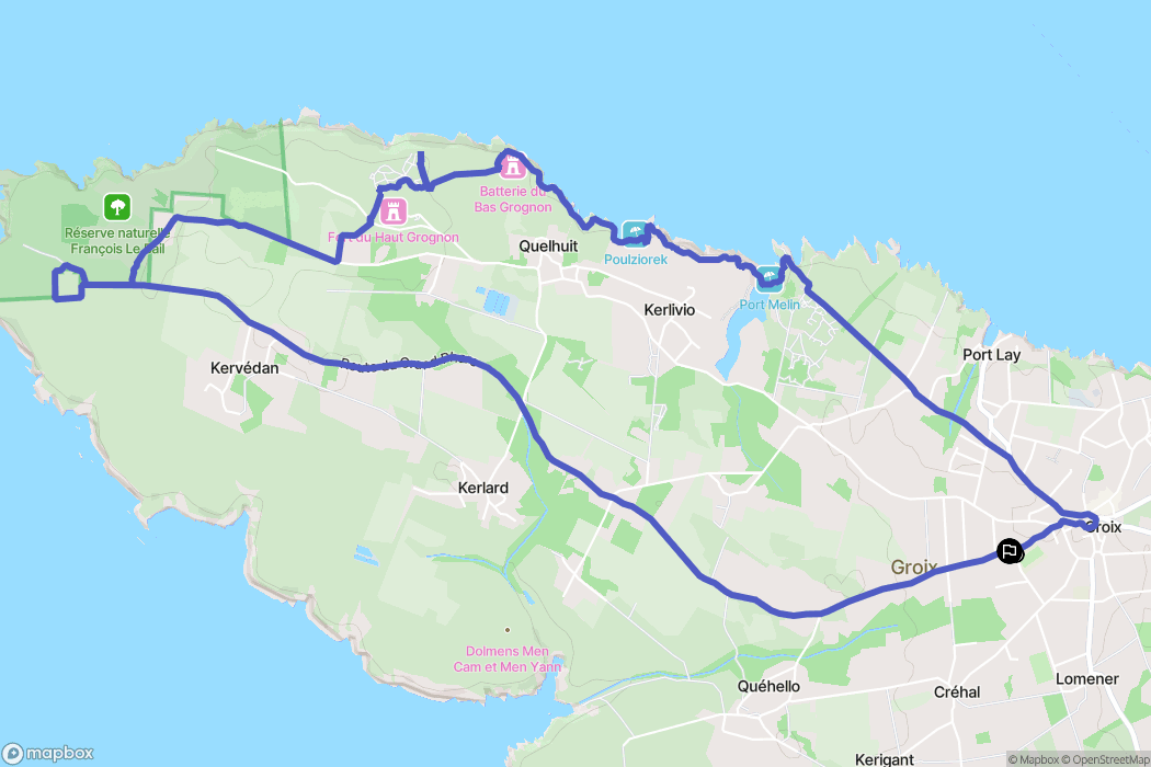 Groix : carte du parcours de randonnée - France