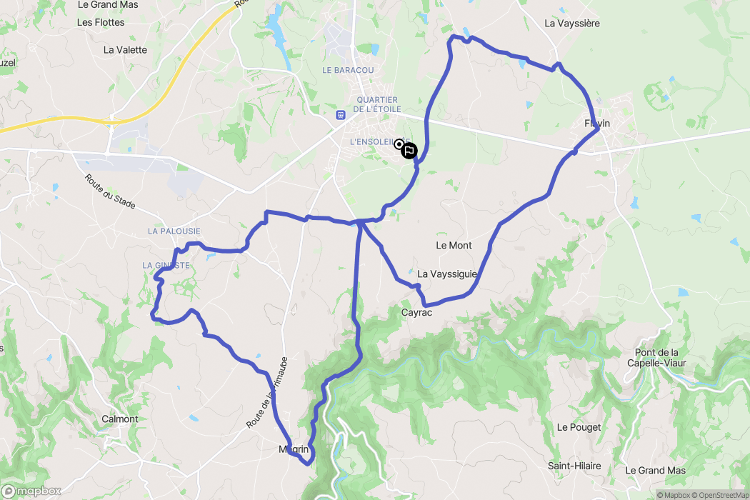 Luc-la-Primaube : carte du parcours de randonnée - France
