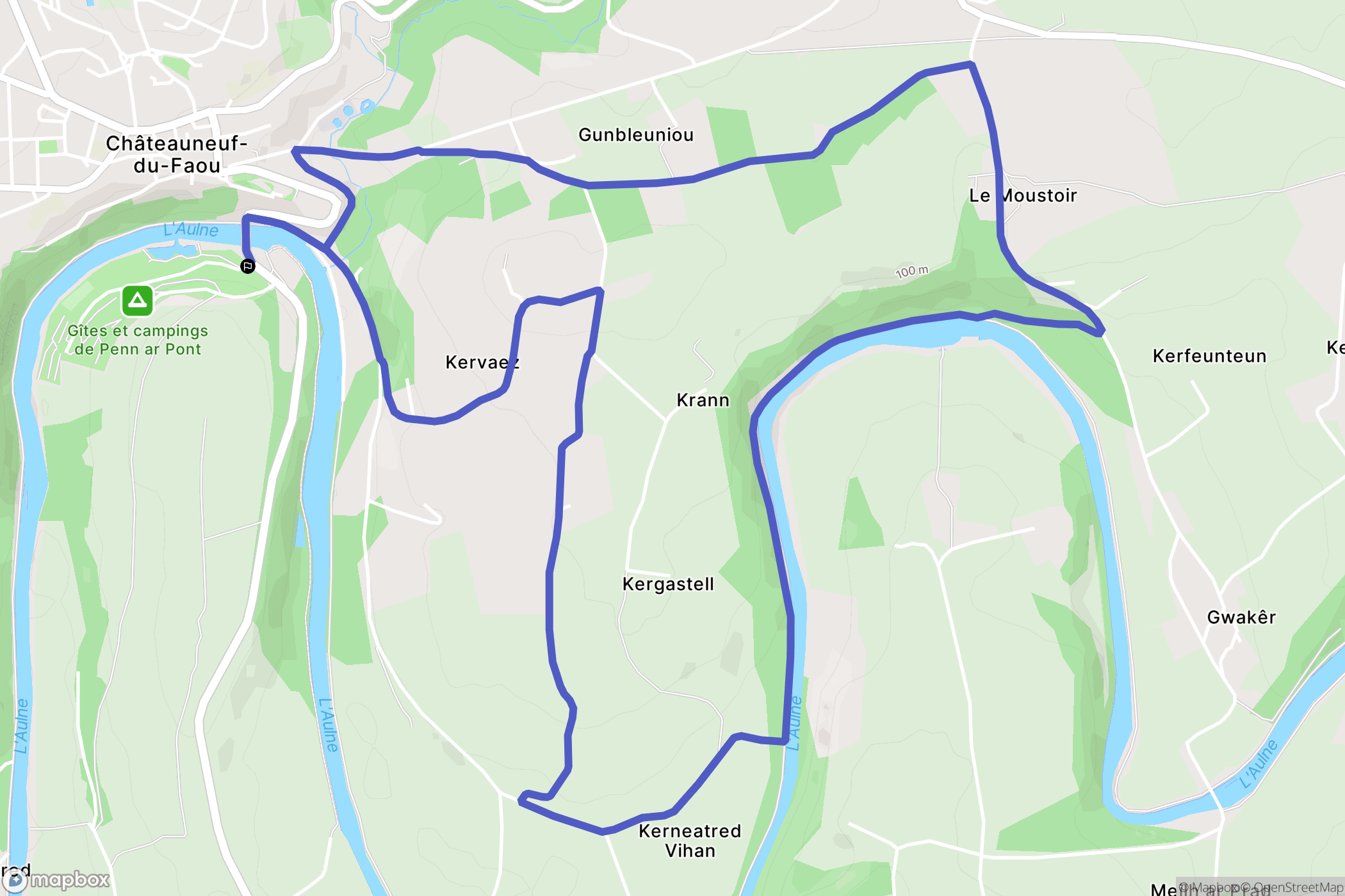 Saint-Goazec : carte du parcours de randonnée - France