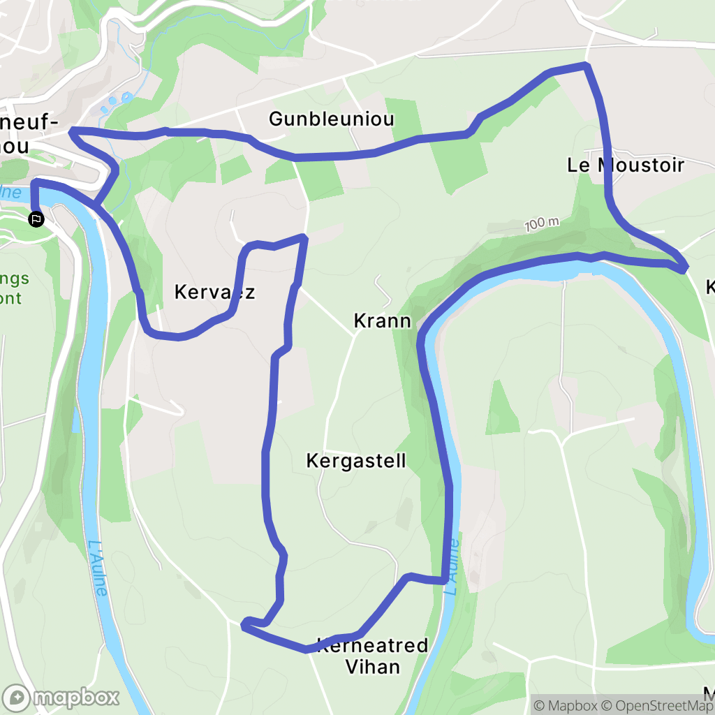 Saint-Goazec : carte du parcours de randonnée - France