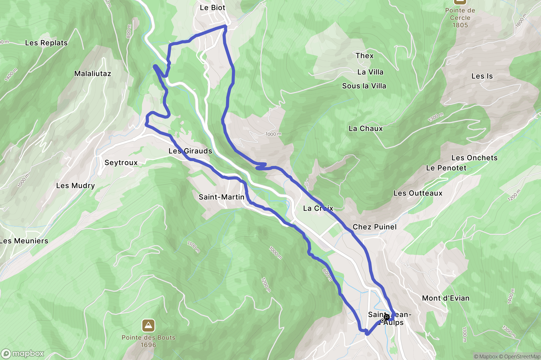 Saint-Jean-d'Aulps : carte du parcours de randonnée - France