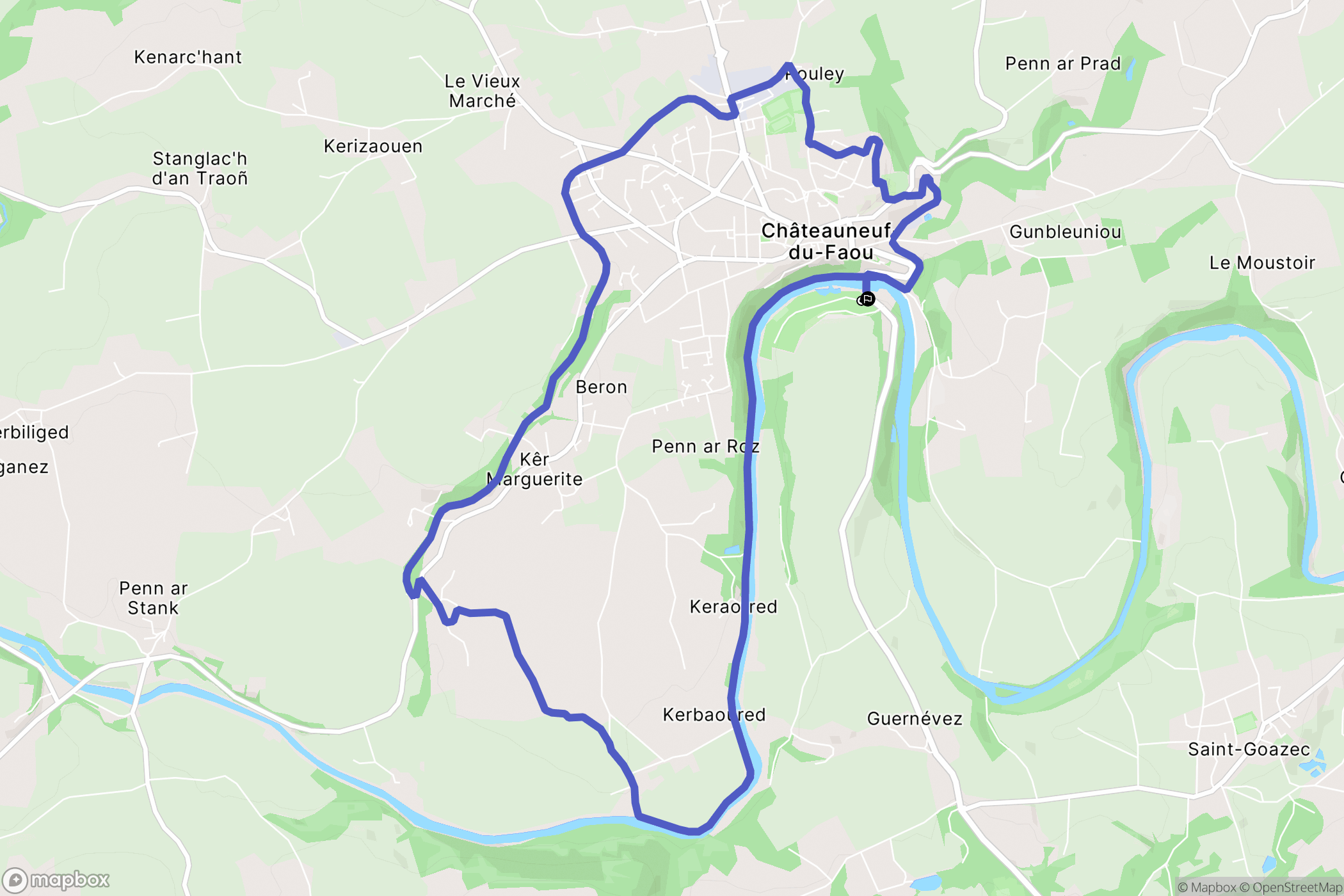 Saint-Goazec : carte du parcours de randonnée - France