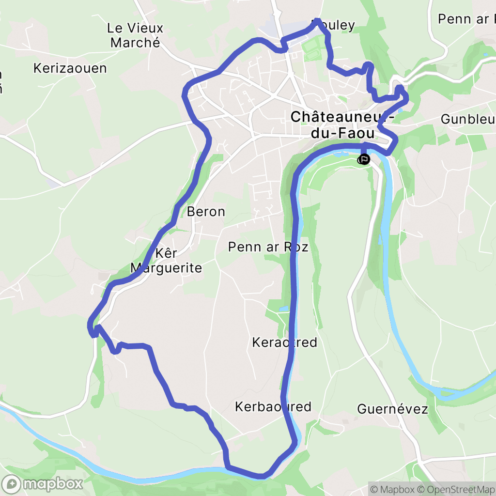 Saint-Goazec : carte du parcours de randonnée - France