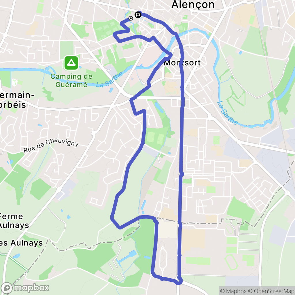 Alençon : carte du parcours de randonnée - France
