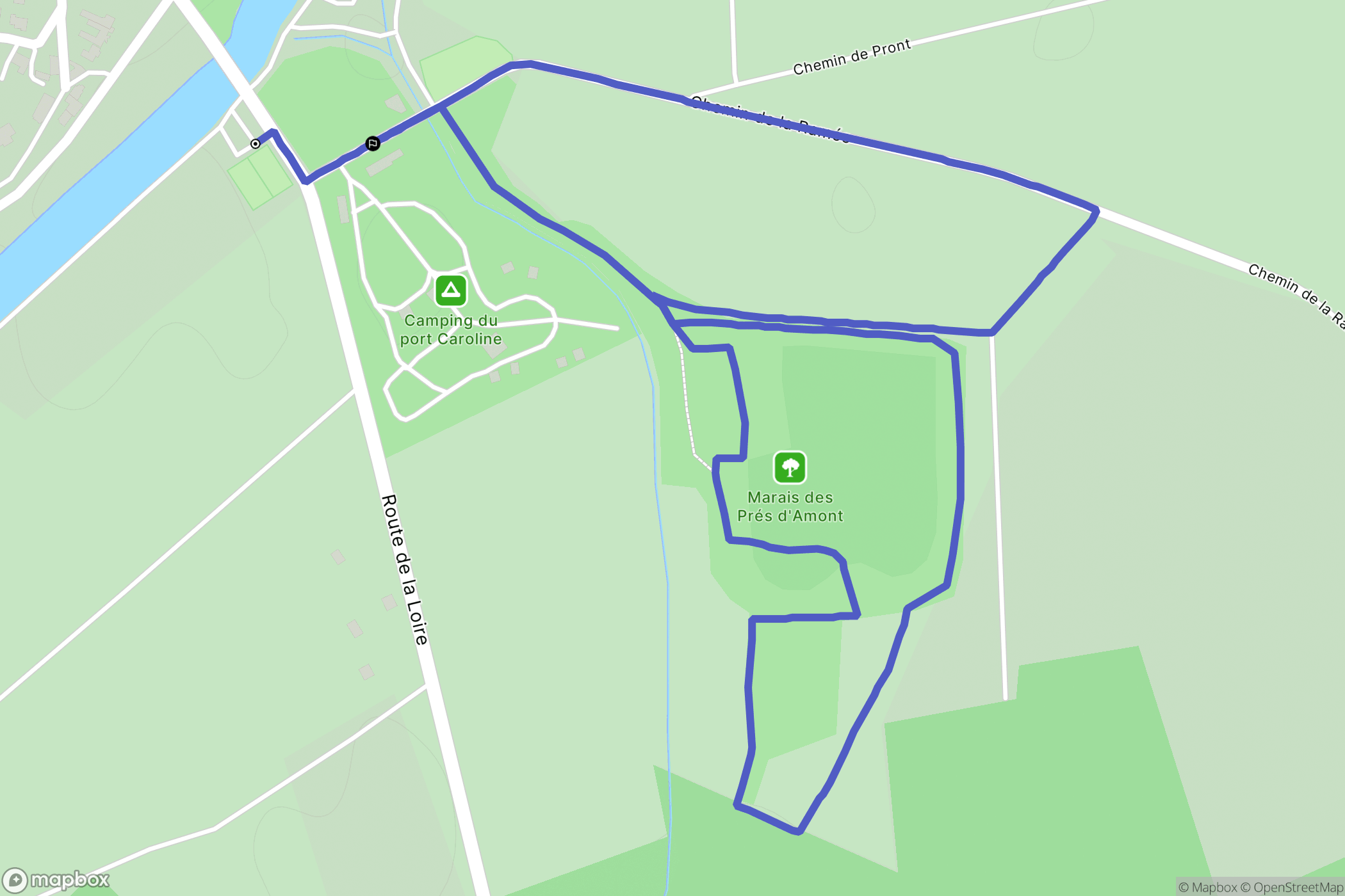 Loire-Authion : carte du parcours de randonnée - France