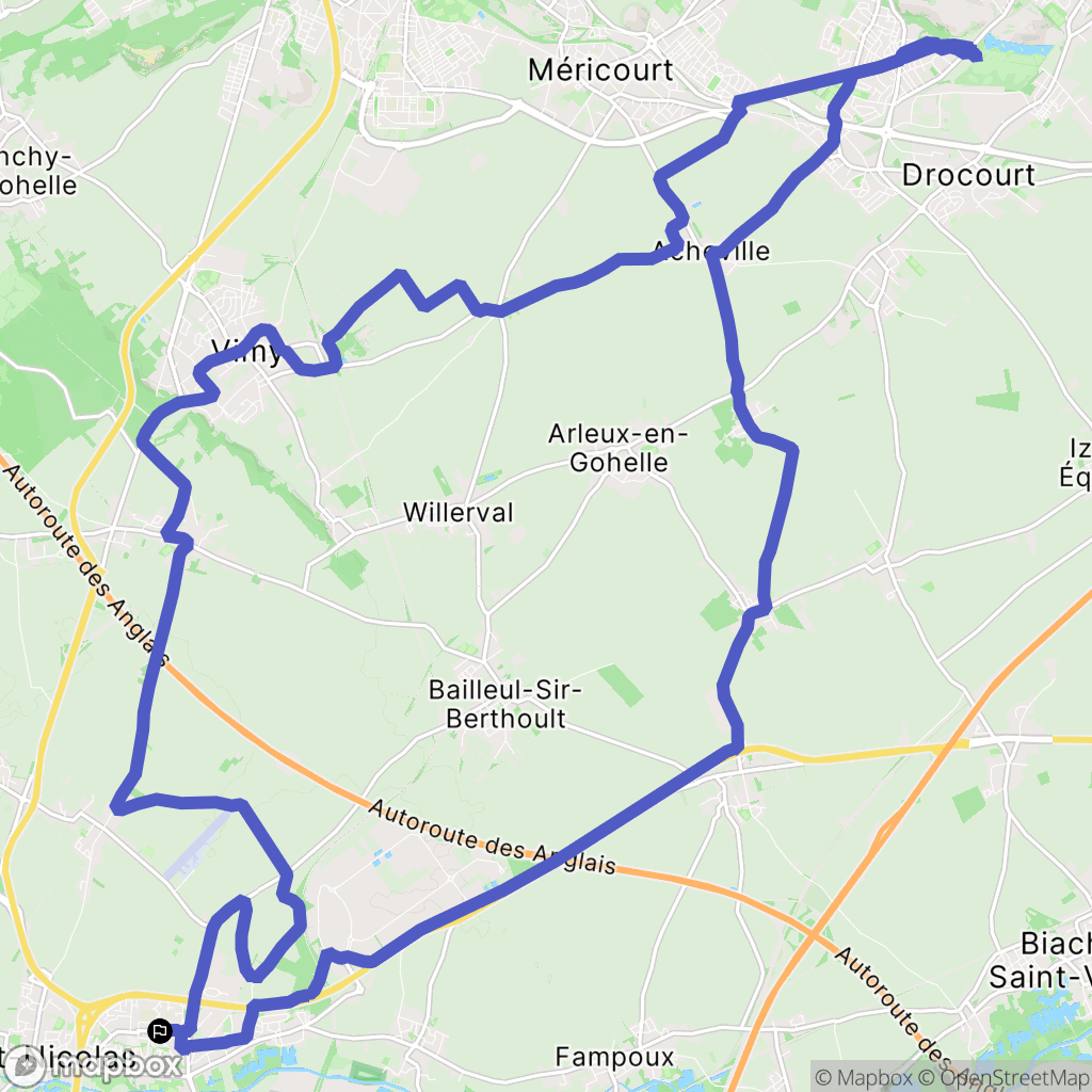 Saint-Laurent-Blangy : carte du parcours de randonnée - France