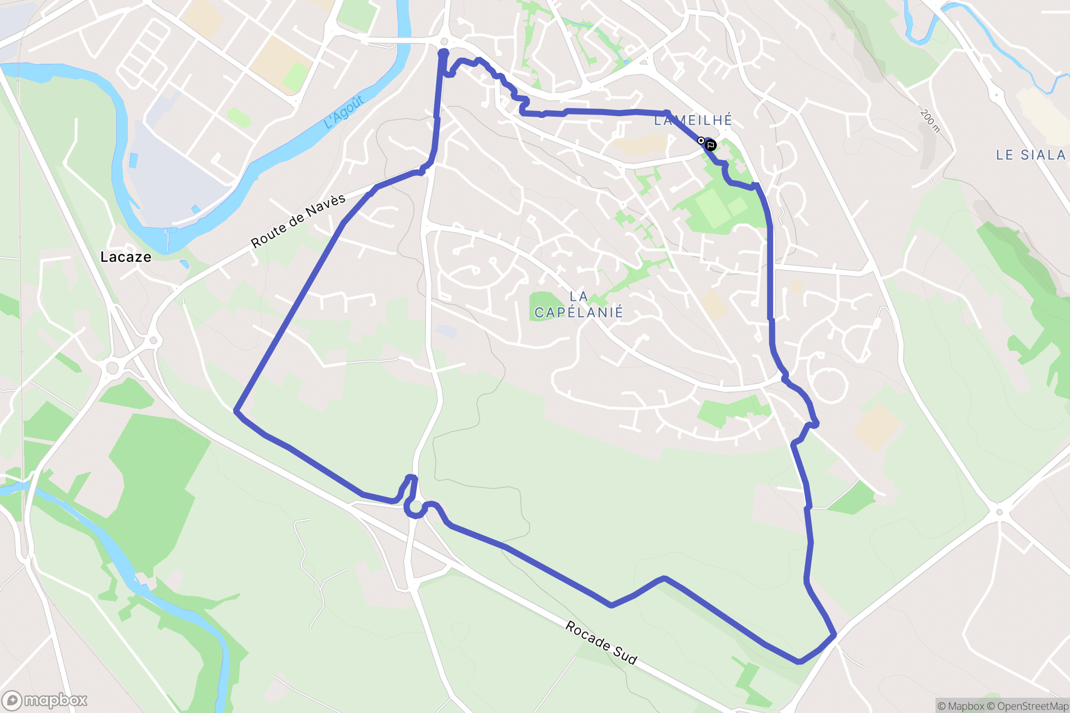 Castres : carte du parcours de randonnée - France
