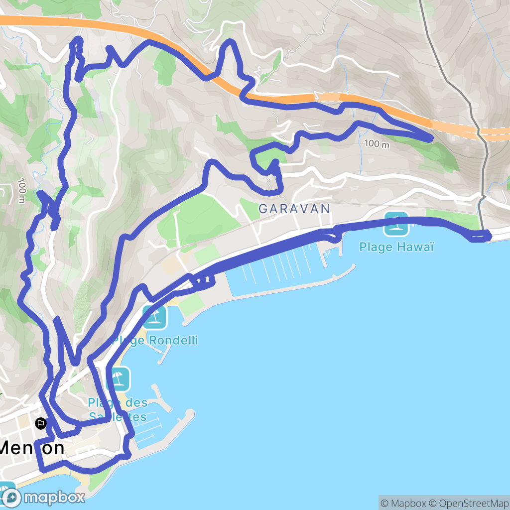 Menton : carte du parcours de randonnée - France