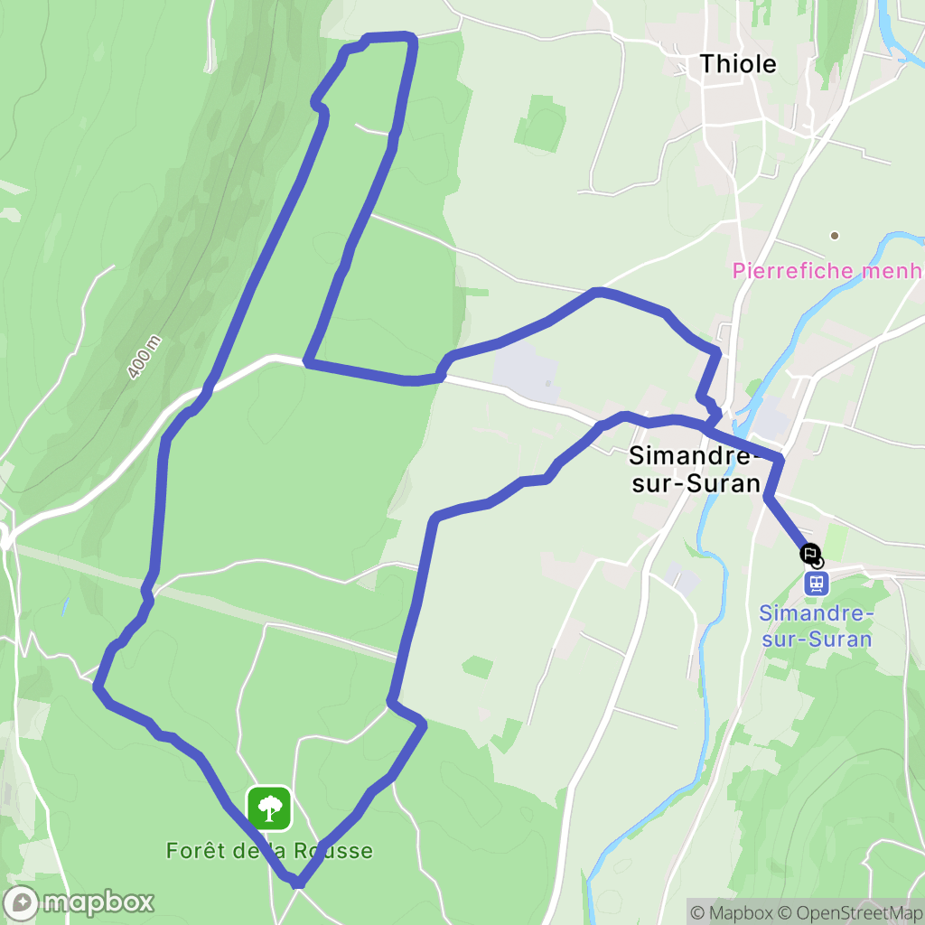 Simandre-sur-Suran : carte du parcours de randonnée - France