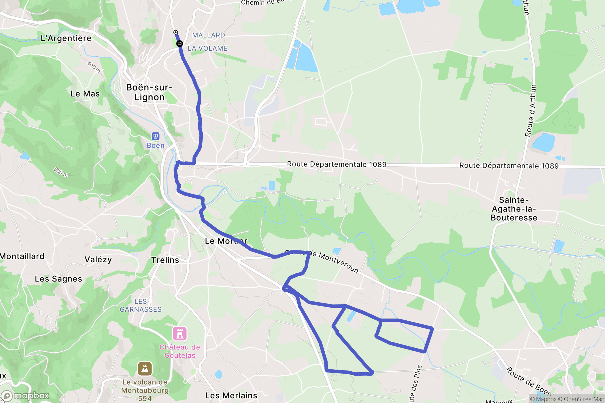 Boën-sur-Lignon : carte du parcours de randonnée - France