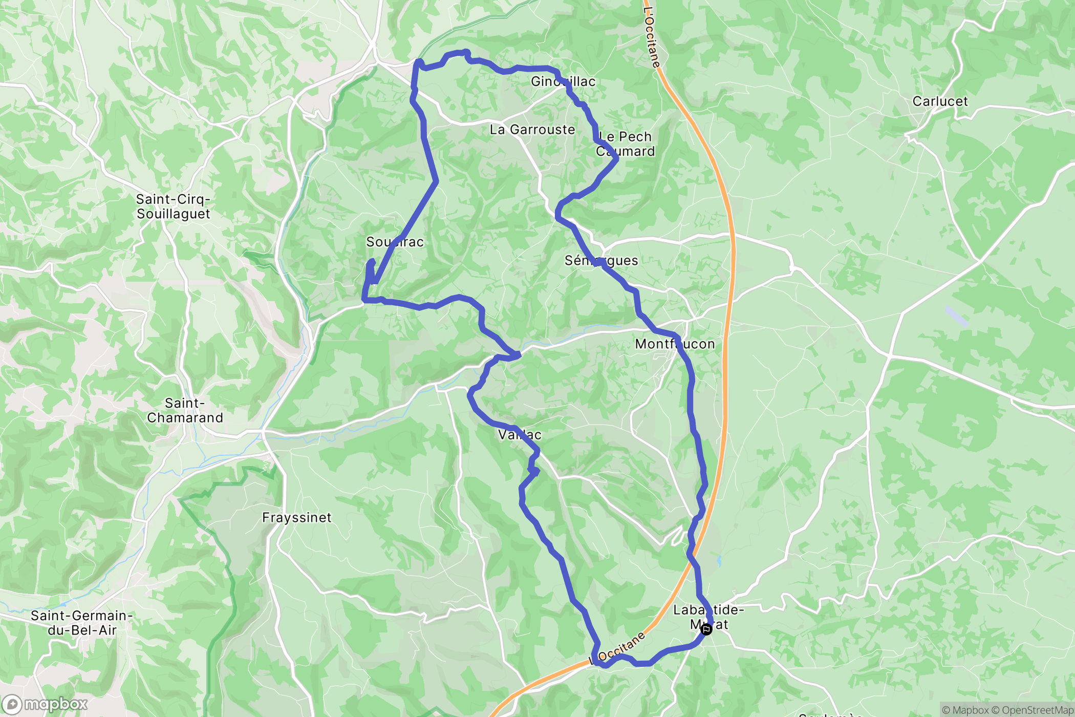 Cœur-de-Causse : carte du parcours de randonnée - France