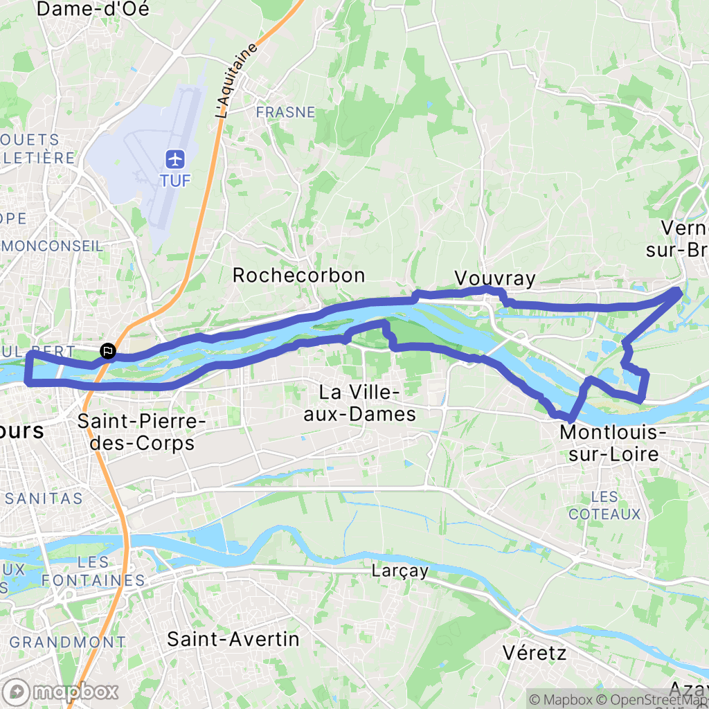 Tours : carte du parcours de randonnée - France